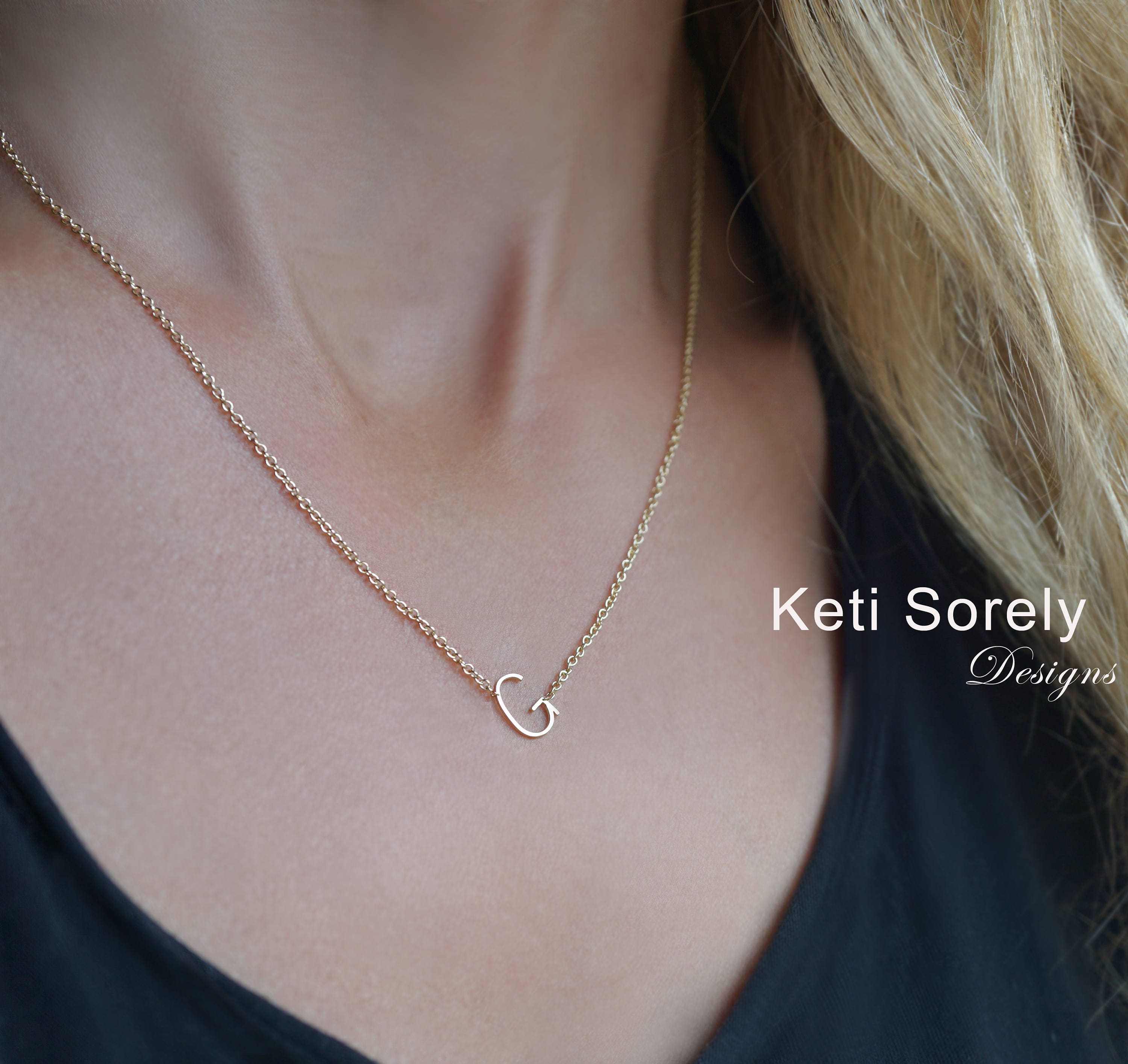10K 14K or 18K Solid Gold Sideways 