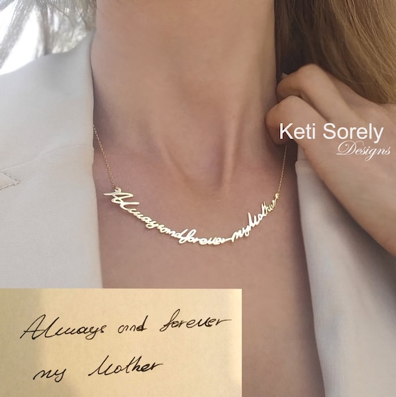 Handwritten Message Necklace in Sterling Silver Inspirational