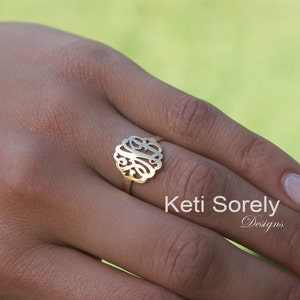 Small Monogram Initials Ring - Initials Ring - Customize It With Your Initials - 10K / 14K / 18K Solid Gold, Silver or 14k Goldfilled