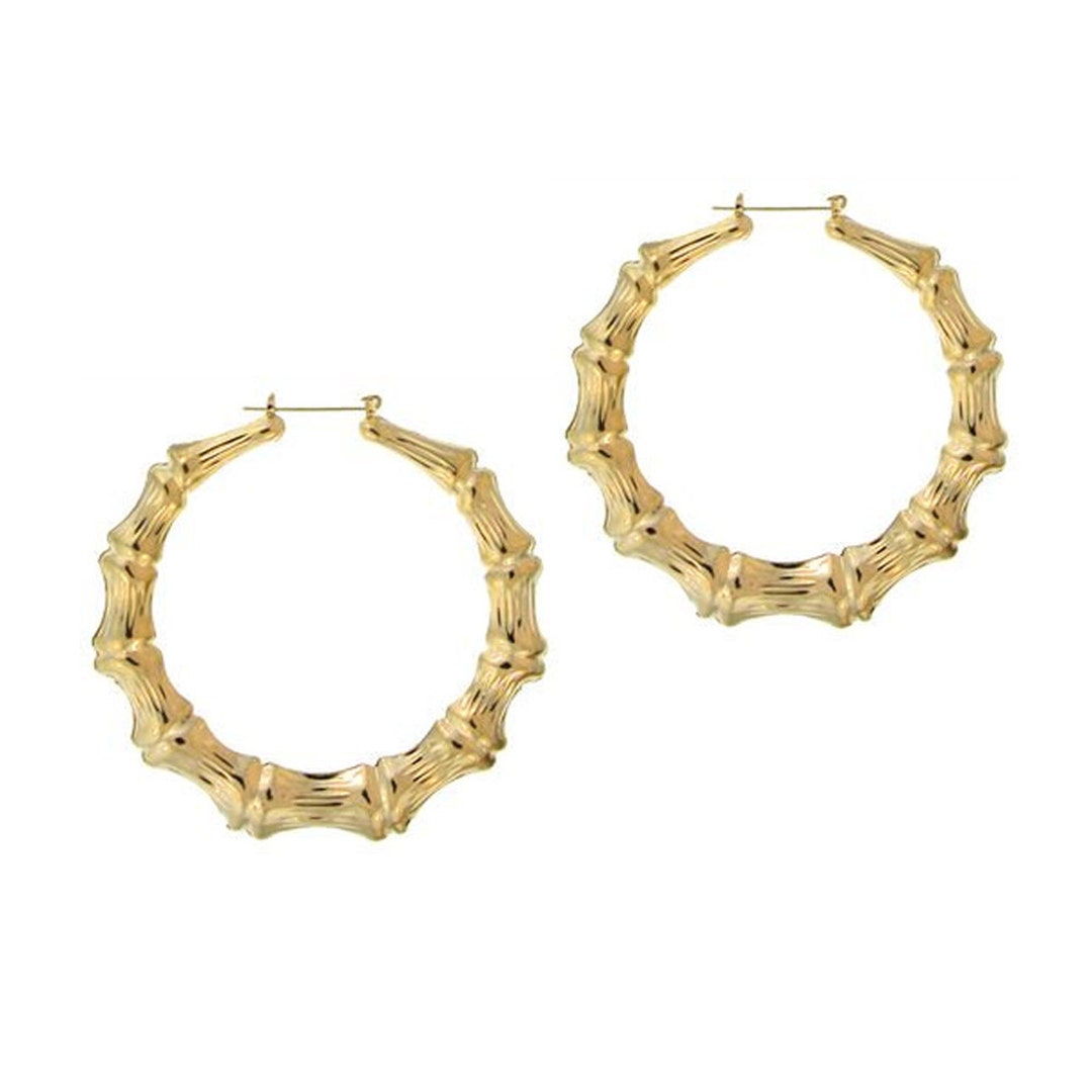 Hip Hop Large Bamboo Earrings With Yellow Gold Door Knocker Hoops as ...