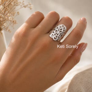 10K, 14K and 18K or Sterling Silver Vertical Initials Ring in White, Rose or Yellow Gold, Gift For Mother, Daughter, Sister.