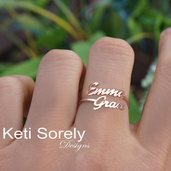 Two finger Personalized Name ring - Oliver Customs