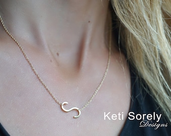 Personalized Single Initial Necklace (Order Your Initial) Stacking Initial Necklace in 10K, 14K or 18K Solid Gold, Silver, 14K Gold filled