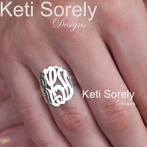 10K, 14K and 18K Gold or Sterling Silver Initial Ring - Monogram Ring - Personalized Custom Ring - White, Rose Gold or Yellow Gold
