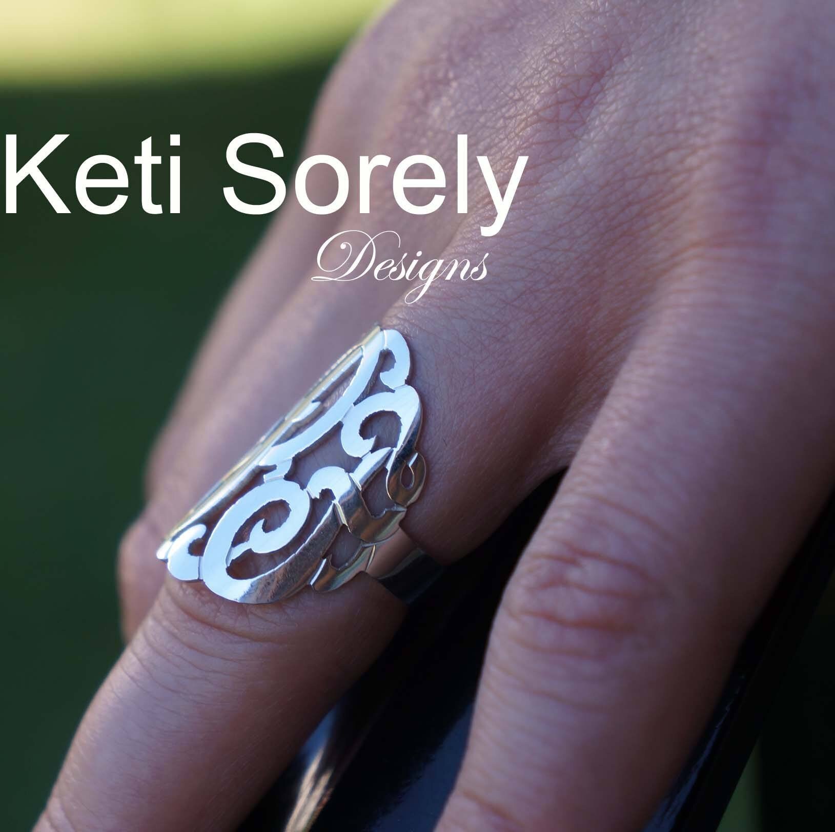 Large Monogram Ring 1 Personalized Initial Ring in - Etsy