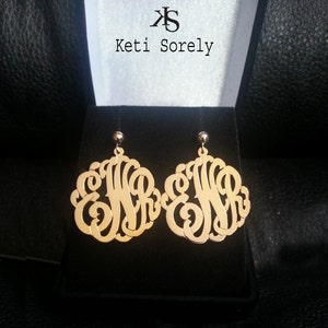 Personalized Monogram Earrings, Name Initial Earrings, Small to Large Sizes in Yellow Gold, Sterling Silver or Rose Gold image 5