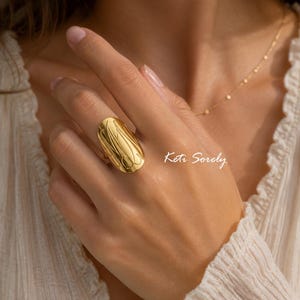 Handgemaakte grote monogramring, aangepaste gegraveerde initialenring 1,25" ovaal in sterlingzilver, geel, rosé, witgoud, schijfring voor vrouw.