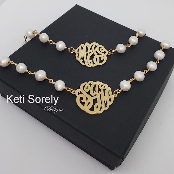 Natural Pearls Necklace With Monogram 