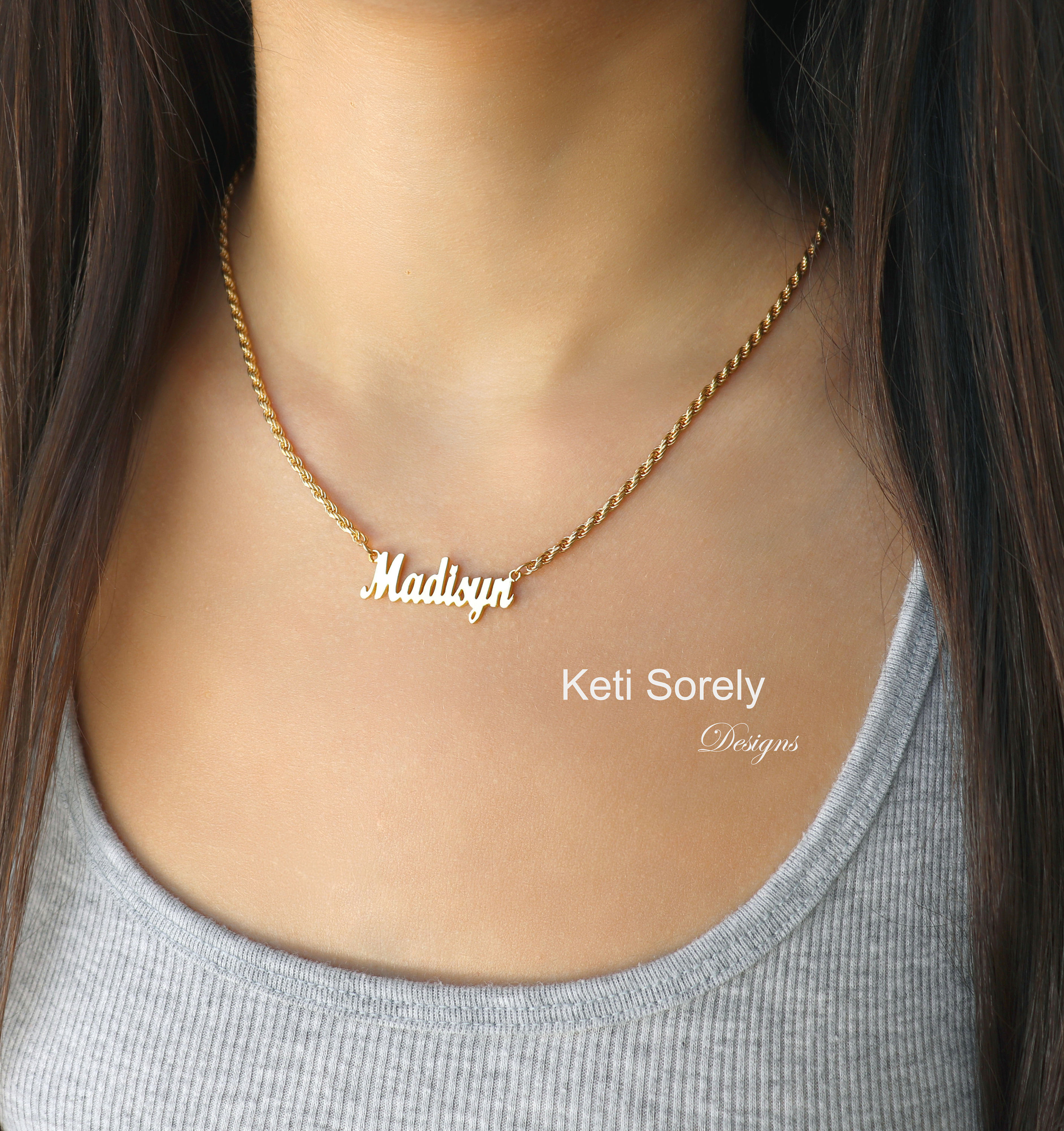 Gold rope chain with best sale name