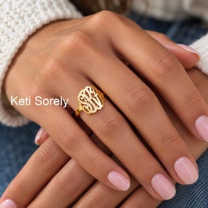 Solid Gold or Silver Monogram Initials Ring, Personalized Gift For Wedding, Anniversary, Birthday, Christmas, Just Because..