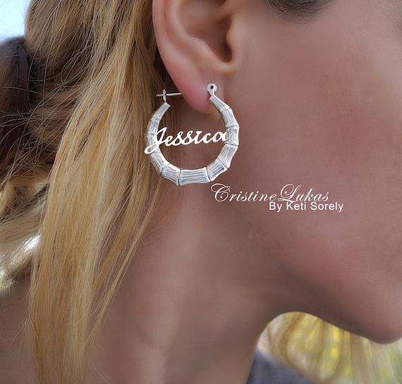 Sterling silver name earrings deals