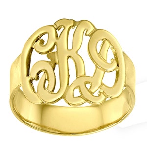 10K, 14K or 18K Handmade Monogram Ring, Customize It With Your Initials in Yellow, Rose or White Gold, Mini initial Ring.