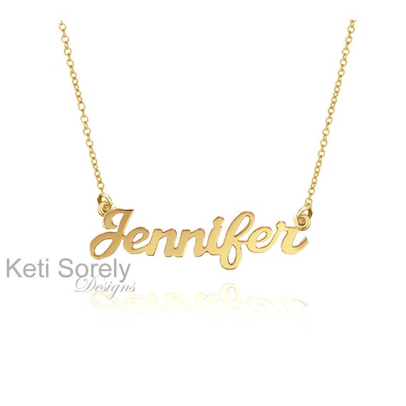 10K, 14K or 18K Solid Gold or Sterling Silver Personalized Name Necklace  Customize it With Your Name Yellow, Rose or White Gold