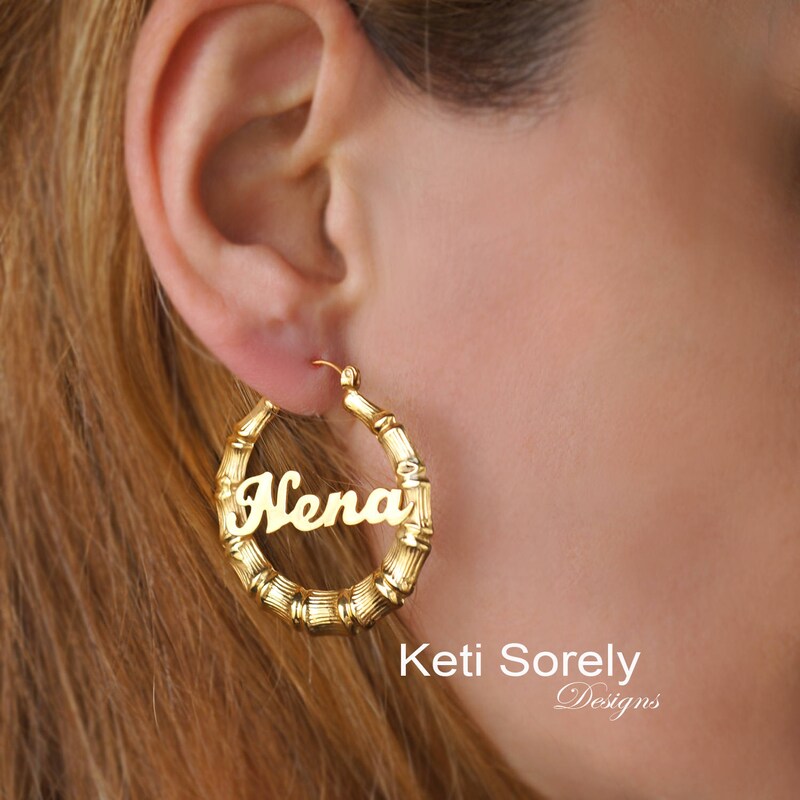 Beige - Yellow - Handcrafted Apple Shaped Bamboo Earrings