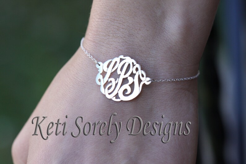 10K White Gold Monogram Bracelet or Monogram Anklet Order Etsy