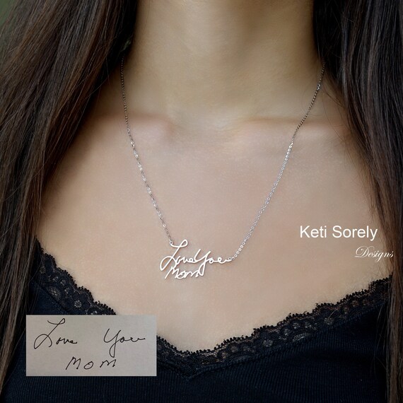 Handwriting necklace white gold deals