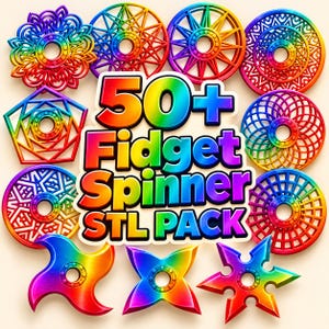 50+ Fidget Spinner STL-paket | Geometriska, Mandala-, Ninja-mönster (digital nedladdning)