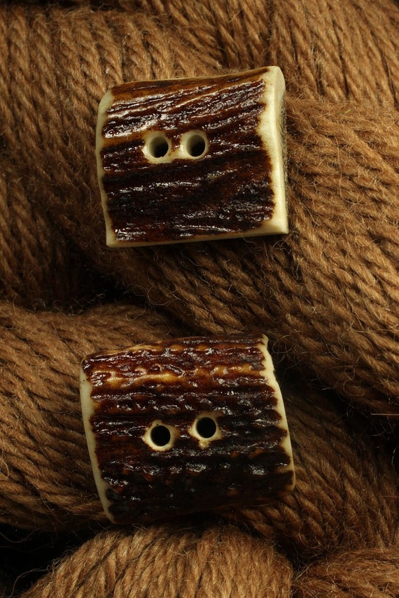 Items similar to 2 Red Deer Horn Buttons on Etsy