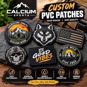 Custom PVC Patch, 2D or 3D Rubber Logo and Team Emblem Design