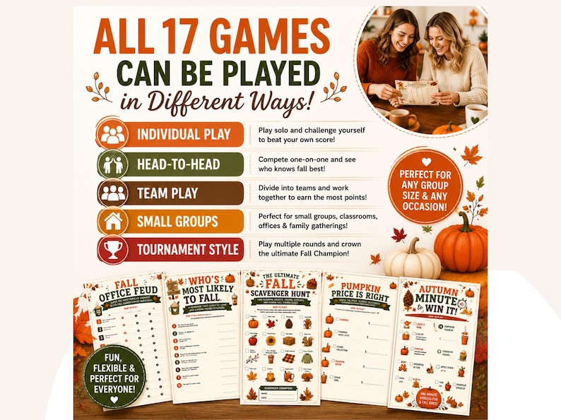 Fall Games Bundle, 17 Printable Party Games, Autumn Activities for ...