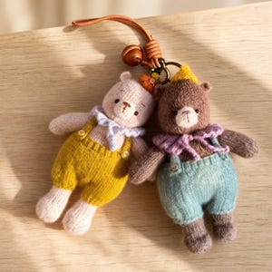 Knitted Teddy Bear Pattern Bundle PDF Bear with  Overalls Ruffle  Collar  Cookie Hat Amigurumi Doll Clothes Knitting Pattern 3 PDF Set