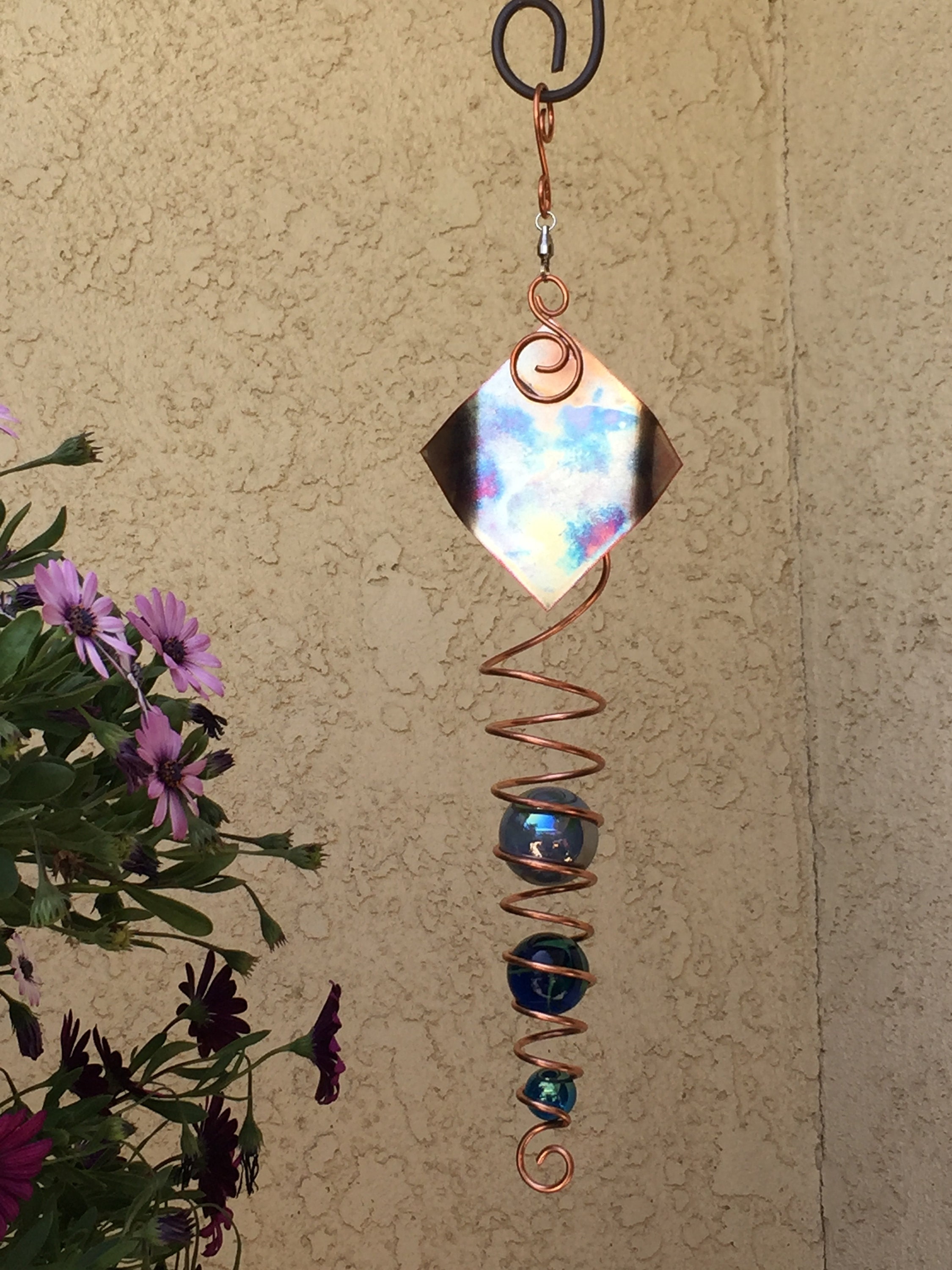 Handmade Copper Wind Spinner 3 marbles in illusion spiral Etsy