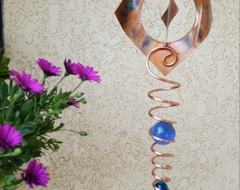 Handmade Copper Wind Spinner 3D design w/ 40mm glass sphere
