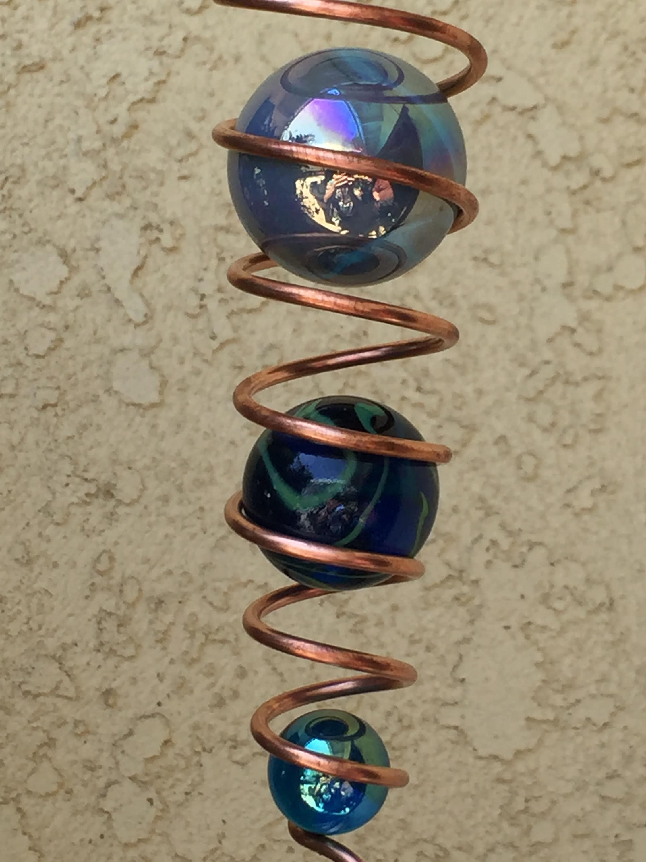 Handmade Copper Wind Spinner 3 marbles in illusion spiral Etsy
