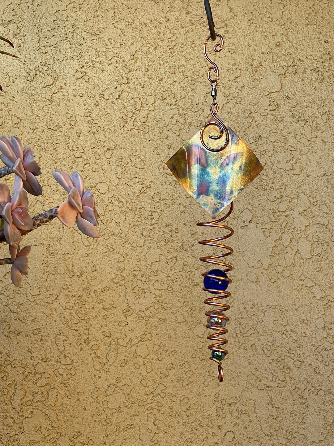 NEW Handmade Copper Wind Spinner 3 Marbles in Illusion Spiral Etsy