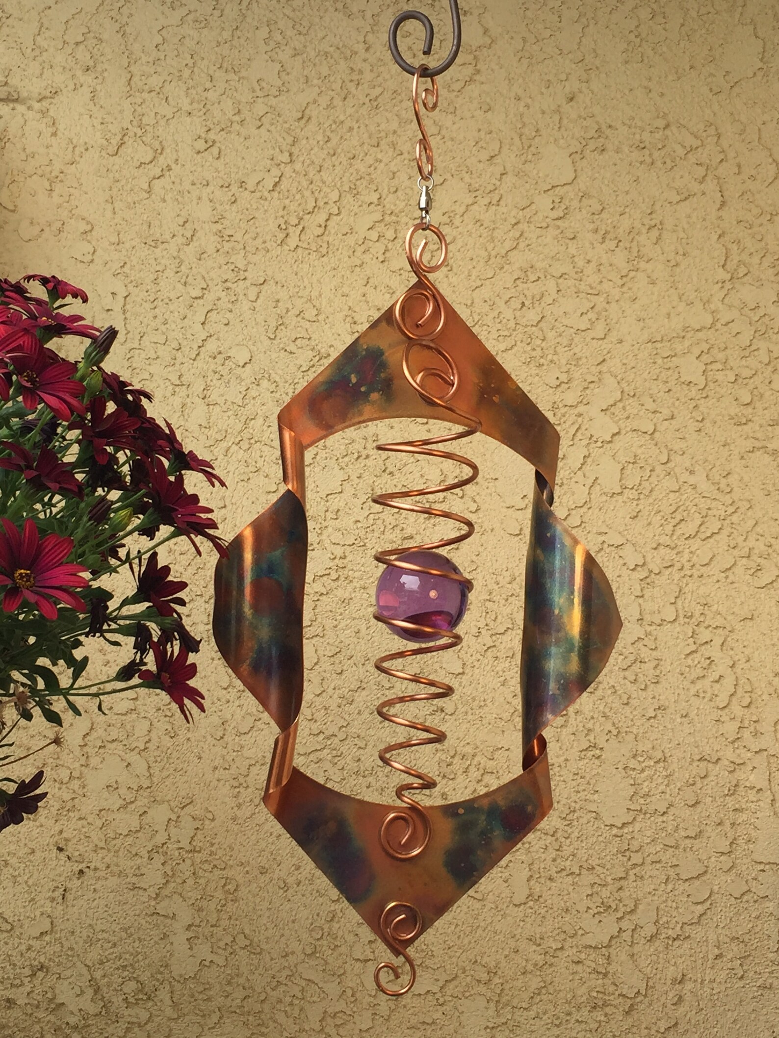 LARGE Handmade Copper Wind Spinner W/ 60mm Quality Glass Etsy
