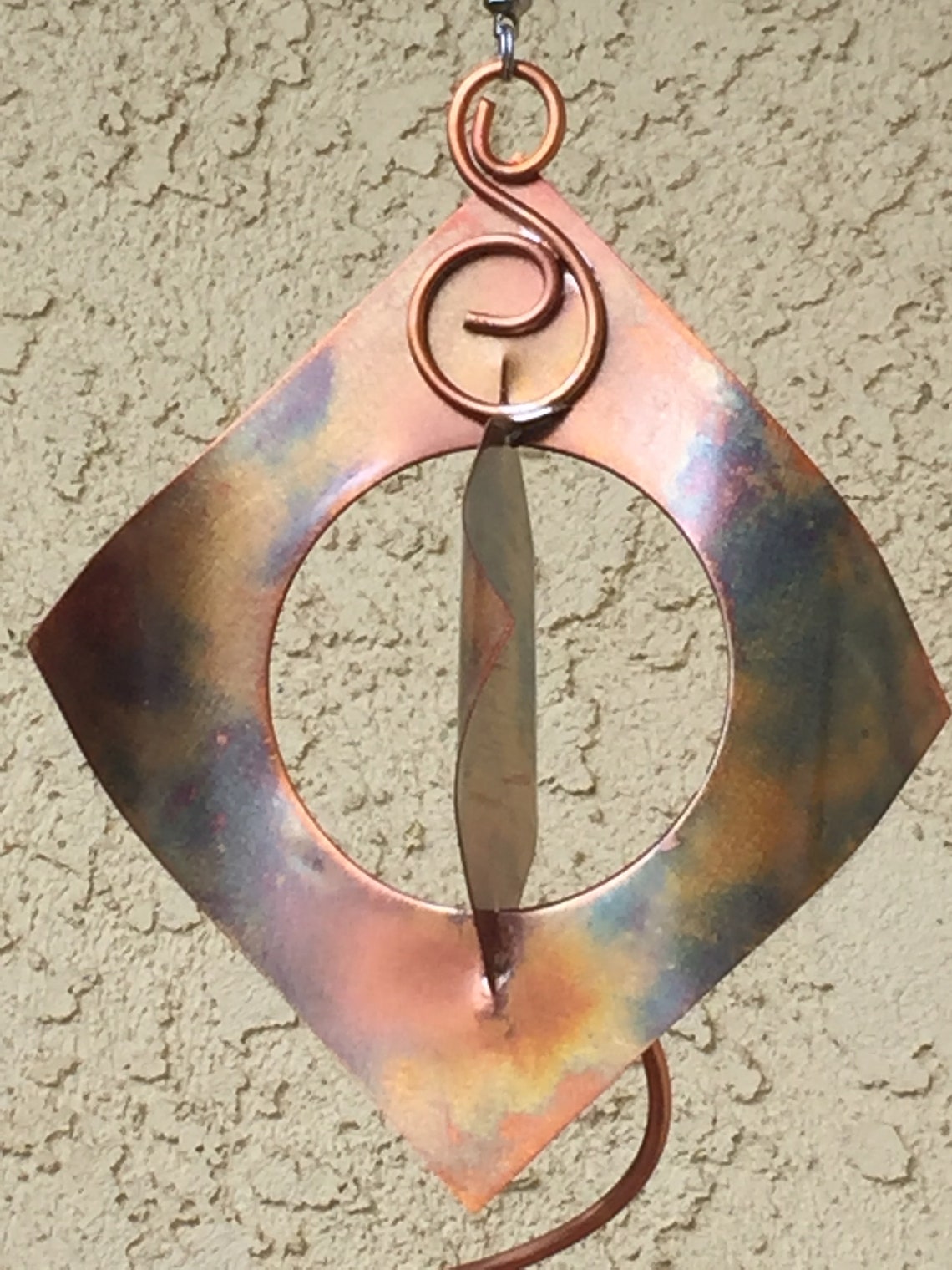 Handmade Copper Wind Spinner 3D design w/ 40mm glass sphere Etsy