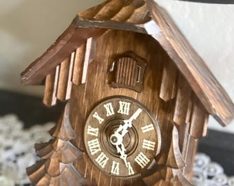 Vintage Wooden Cuckoo Clock Cabin | Creepy Cute Chalet Clock | Unfinished Timepiece | Gothic Folk Decor | pinecones NOT INCLUDED