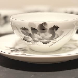 Fukagawa Arita Princess Black Rose Teacup & Saucer Set – Hand-Painted Japan Porcelain