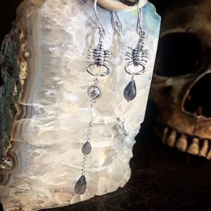 Asymmetrical scorpion gemstone dangle earrings - scorpio jewelry - edgy cool earrings-Alexander McQueen inspired earrings