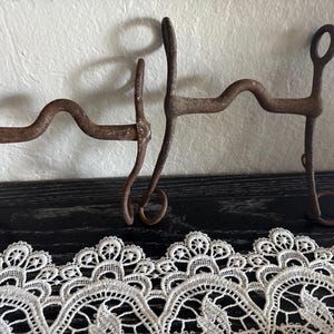 Antique Rustic Iron Horse Bits – Set of 2 | Primitive Western Farmhouse Decor Salvaged Equestrian Tack