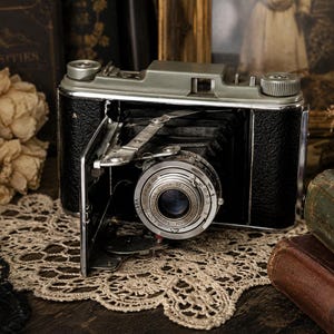 Vintage Foldex Modell 20 Faltkamera | Pho-Tak Chicago | Steinheil Cassar Linse | 1940er Jahre Kamera | Ungeprüfte Display-Dekor