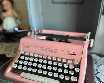 Rare Vintage Royal Quiet Deluxe Flamingo Pink Typewriter with Case – Mid-Century Collectible- magical typewriter