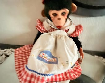 Vintage Jacko Monkey 60s 1970s, Chimp Monkey Plush, Large Chimp