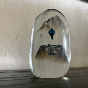 Rare Vintage Pavel Molnar Glass Sculpture Paperweight, Circa 1980 – Signed Art Glass,Handcrafted Mid-Century Modern Decor,Abstract Desk