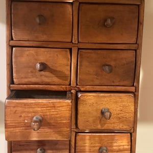 Antique Wooden Apothecary Spice Cabinet•vintage  Mini Chest • Rustic Farmhouse Wall Cabinet •Primitive Vintage wall cabinet