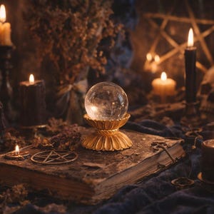 Vintage Glas Kugel 2 ” | Kleine Glaskugel | Gold Sockel Kugel | Witchy Dekor | Mini Wahrsagerin Kugel | Altar Dekor | Mystischer Akzent