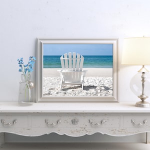 Strand Stuhl Wandkunst, Strand Stuhl Druck, druckbare Kunst, Strand-Szene-Druck, Strand-Szene-Wand-Kunst, Digital Download, Strand-Wand-Kunst