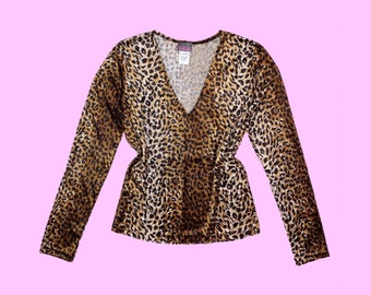 1990s 143 TE AMO Top de terciopelo con estampado de leopardo