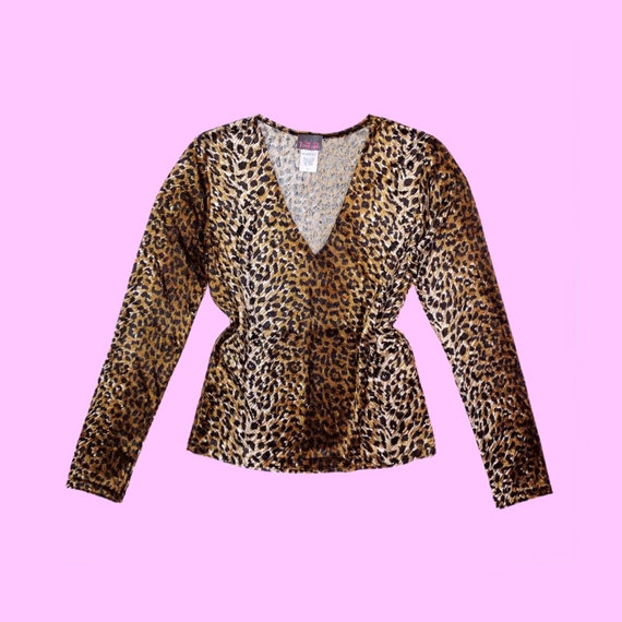 1990s 143 I LOVE YOU Leopard Velvet Top - image 1