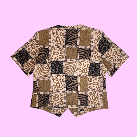 1990s KATHY CHE Animal Print Button Up Tee Blouse - image 4