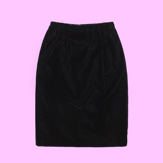1990s POTOMAC COLLECTION Black Velvet Pencil Skirt