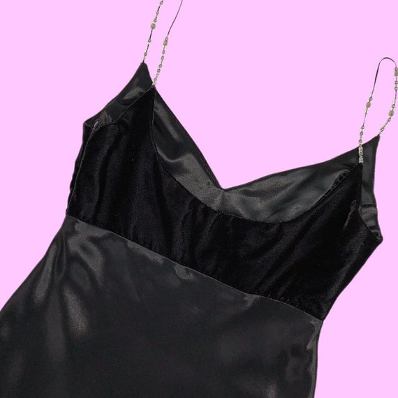 1990s RAMPAGE Black Satin and Velvet Maxi Dress - image 4