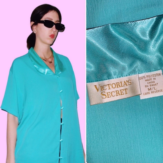 1990s Gold Label VICTORIA’S SECRET Turquoise Loun… - image 1