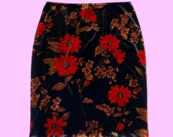 Falda de terciopelo con estampado floral LUNACHIX de los años 90