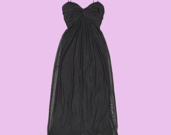 1990s BETSY & ADAM Black Mesh Maxi Dress